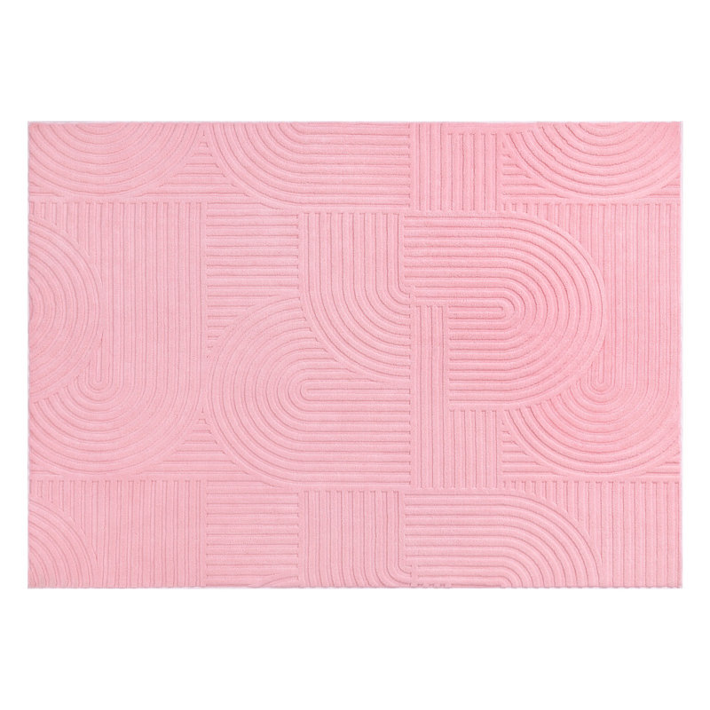 Machine Washable Non-Slip Oriental Area Rug Pink, Rectangle 5' x 7', Pink