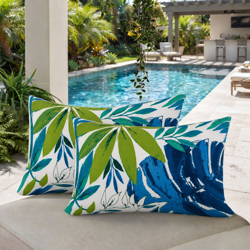 Ensemble de 2 housses de coussin lombaire intérieur / extérieur 12 po x 36 po hydrofuges et résistantes à la décoloration