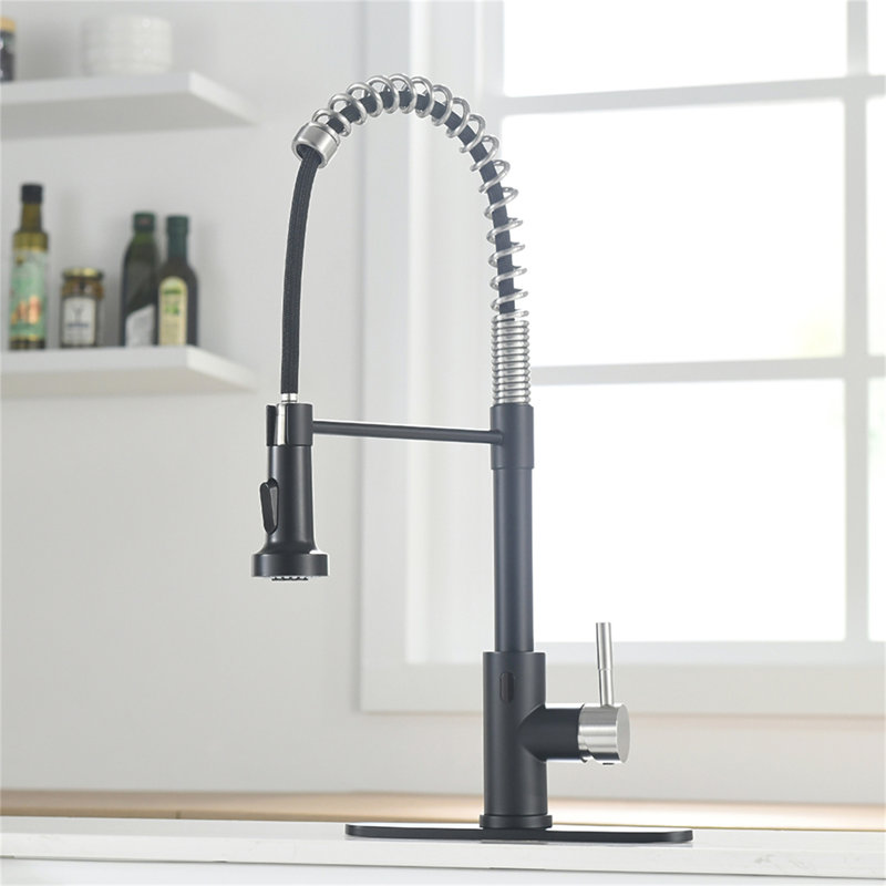 Robinet de cuisine sans contact, robinet de cuisine intelligent automatique mains libres, Noir / argenté