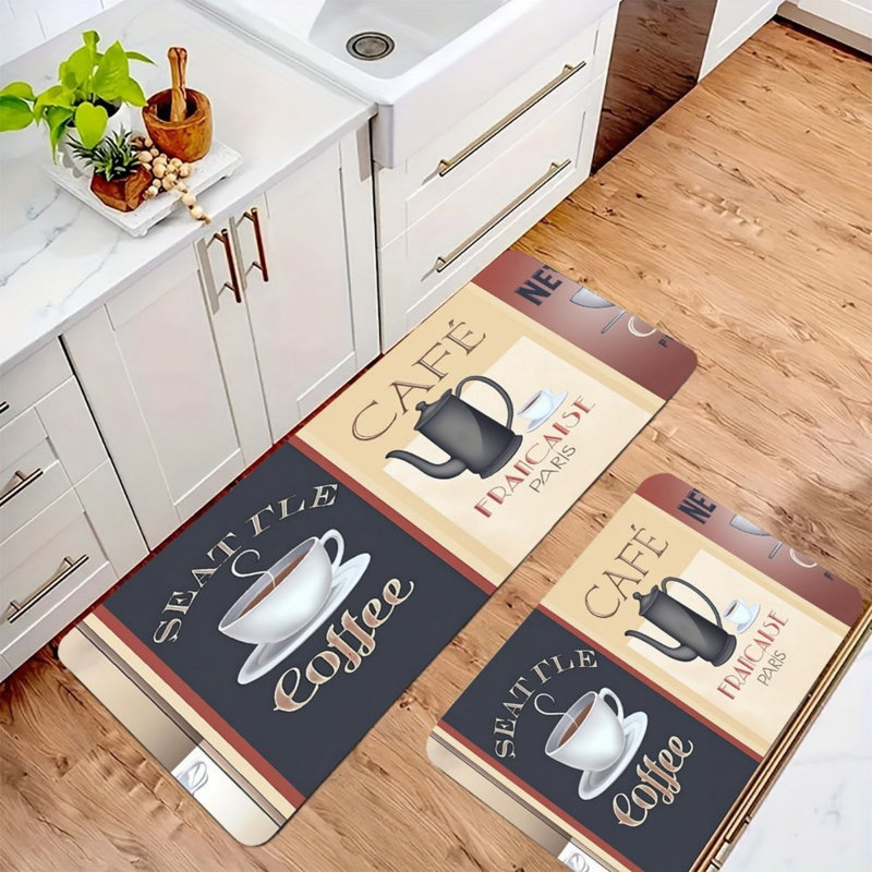 Ensemble de 2 tapis de cuisine Vintage Coffee