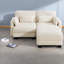 Canapés d'angle à compression, causeuse modulaire deux places en chenille beige, intérieur moderne