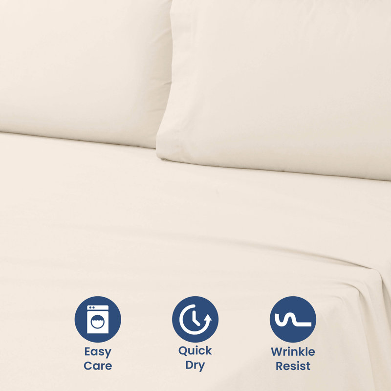 Martex 225 Thread Count Bed Sheets Light Weight, Soft Breathable Sheets, Brushed Cotton Rich Blend, Secure Fit, Wrinkle Resistant, Durable, Easy Care & Comfy Sheets