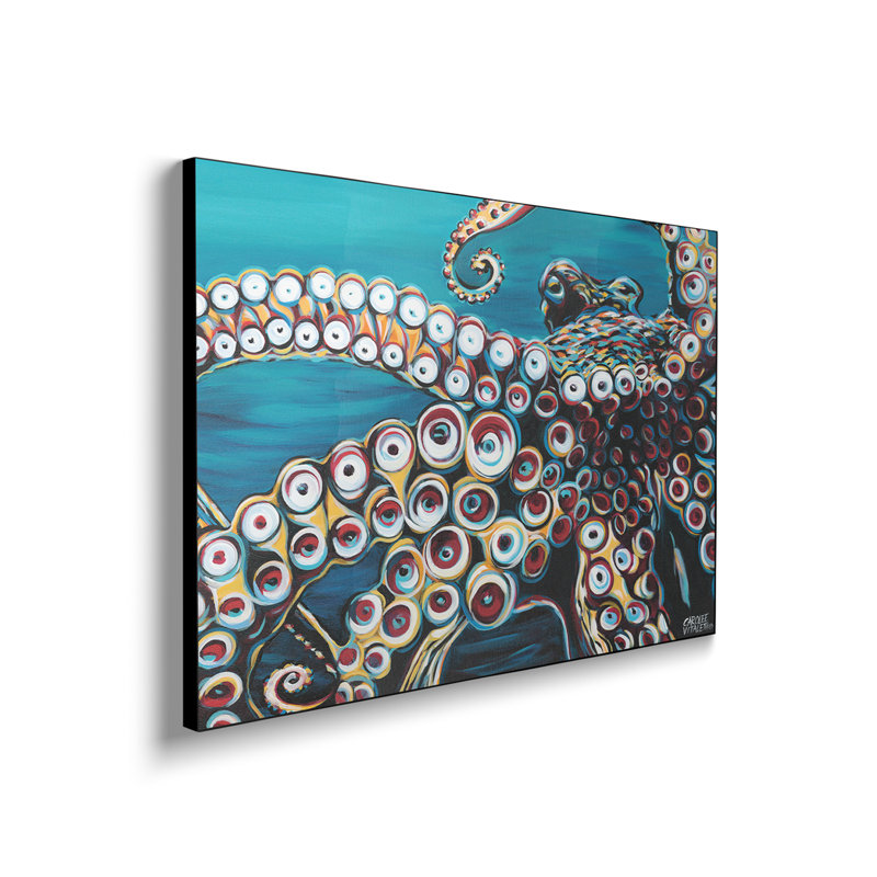 Reproduction d'art sur toile en métal, "Steppeix Wild Octopus I" par Carolee Vitaletti