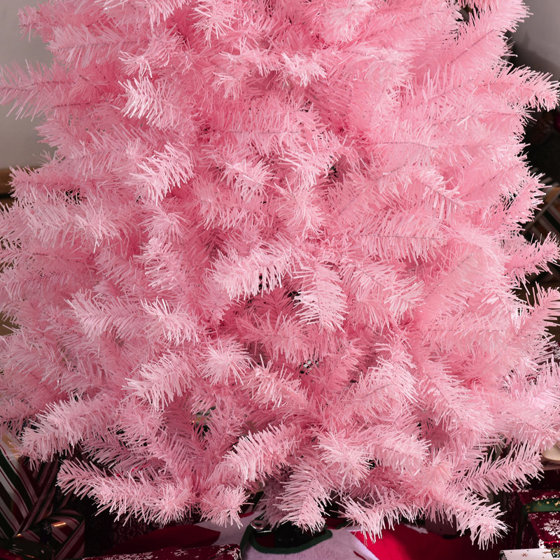 Grand arbre de Noël artificiel 7 'en rose - 818 branches, sapin mince pour de joyeuses fêtes avec dortoirs