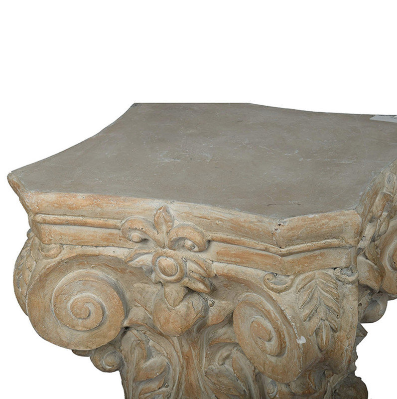 Pied de colonne rétro patiné, support de plante romaine classique en oxyde de magnésium et statue