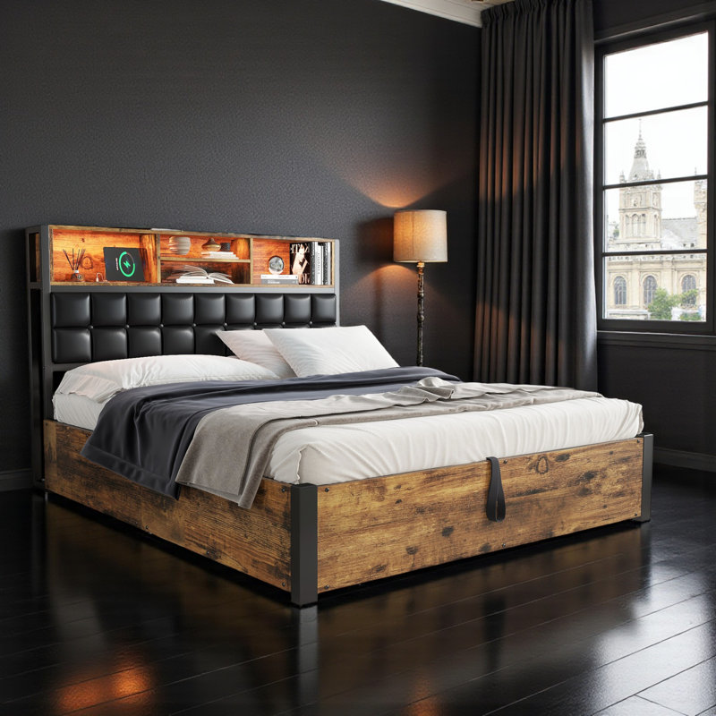 Upholstered Ottoman Storage Bed, Double (4'6)