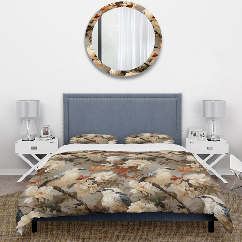 Ensemble de housse de couette beige, Housse de couette pour grand lit et 2 taies décor