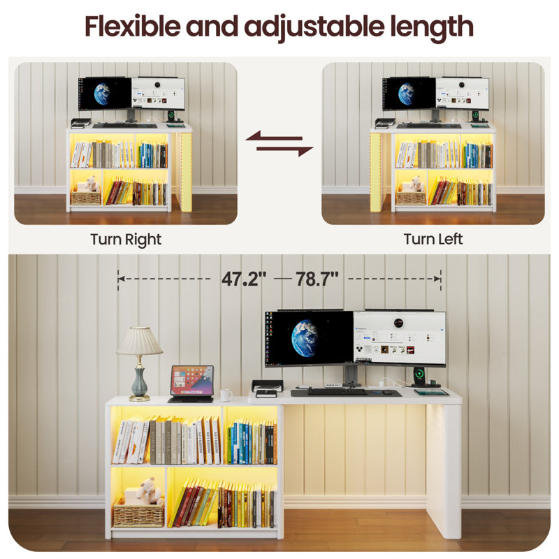 L-Shaped MDF Computer Desk, Pearl White