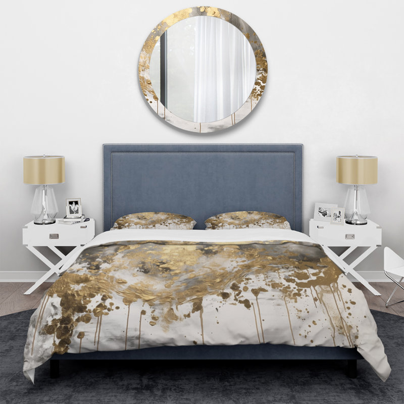 Ensemble de housse de couette en microfibre / polyester Modern Golden Drip Bedding