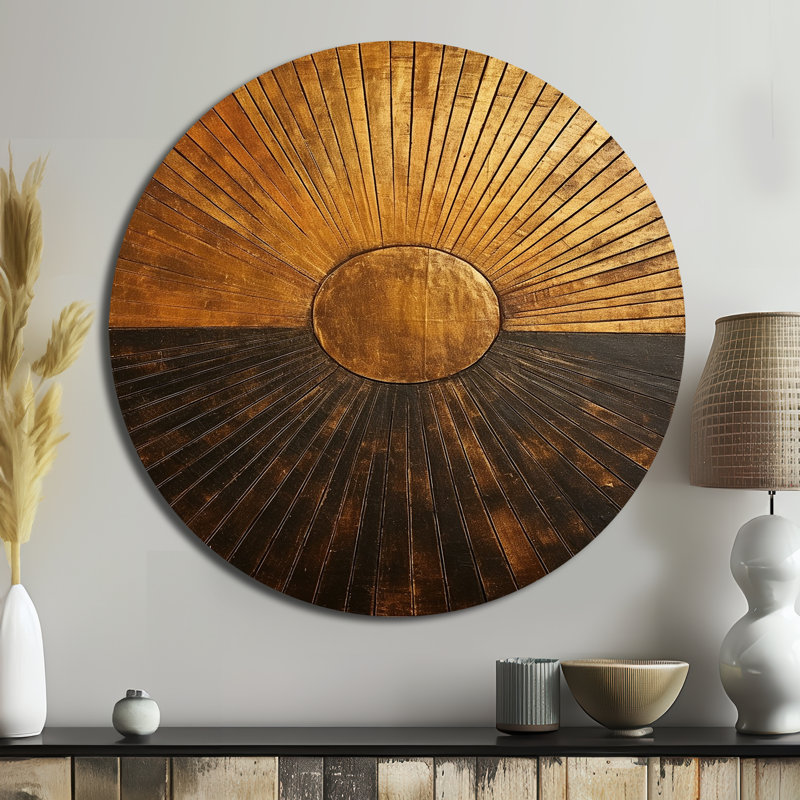 Bronze Brilliance Symmetry IV - Abstract Large Metal Circle Prints, 29" H x 29" W