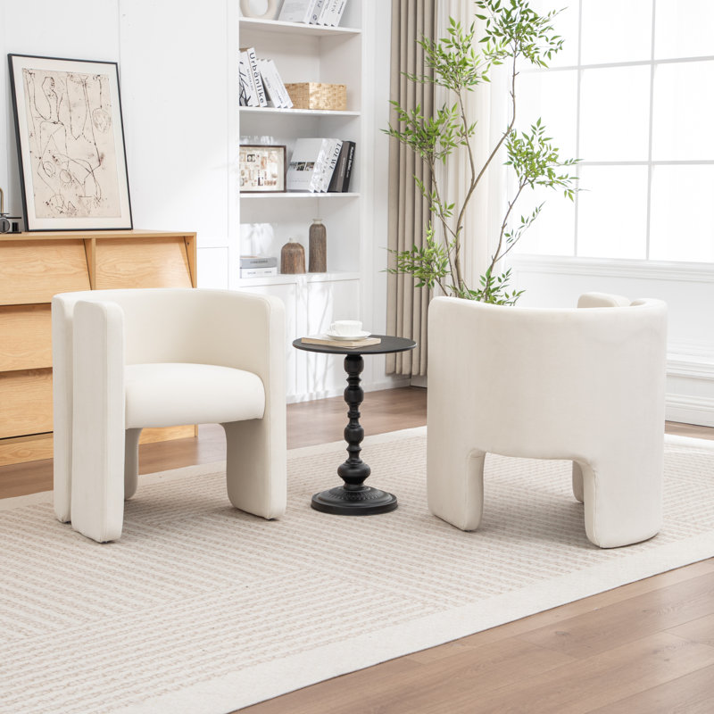 Jaimyn Upholstered Barrel Chair, Beige Velvet