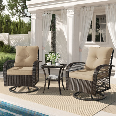 Chaise berçante et pivotante pour 2 personnes avec coussins et table d'appoint Rauridh