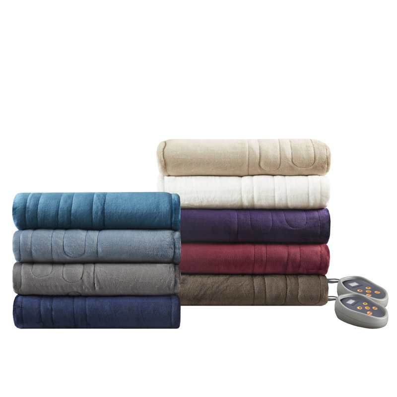 Beautyrest Heated Oversized Microlight to Berber Blanket, King, Indigo