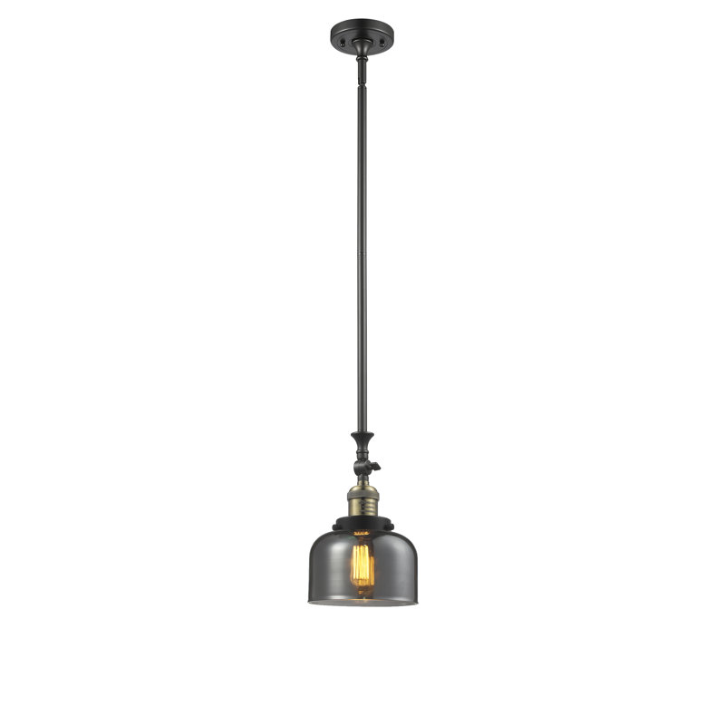 Luminaire suspendu en forme de dôme à 1 lumière Roeper, 100, Fumé, Nickel satiné brossé