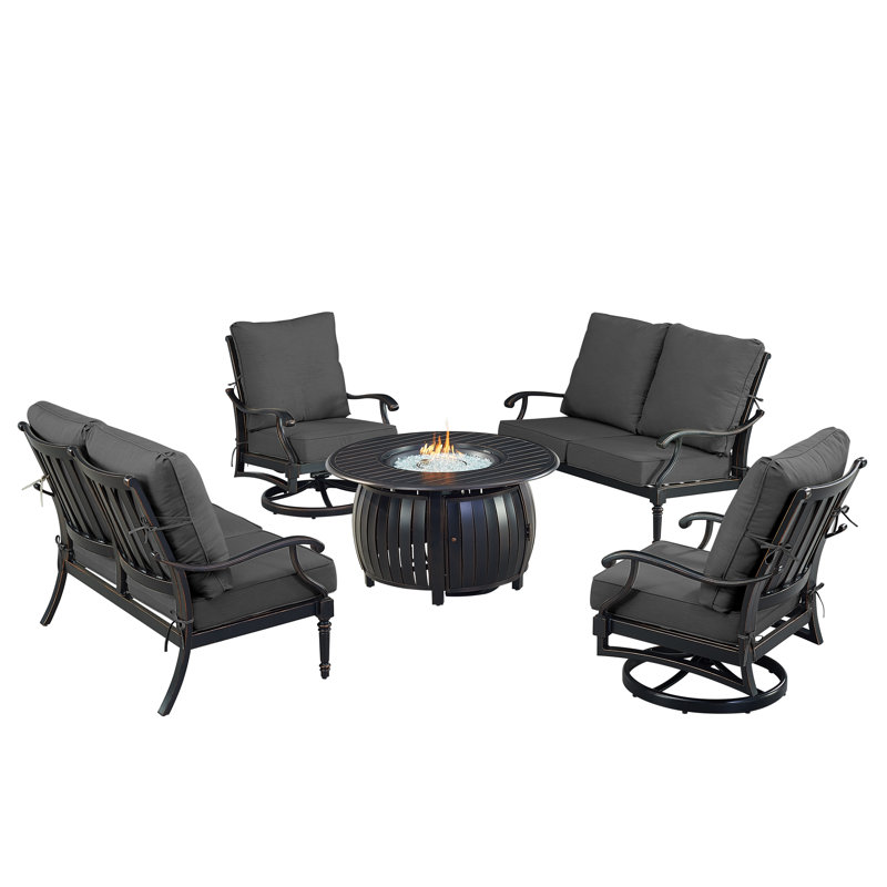 Pailynn Outdoor 6 - Piece Conversation Set, Black