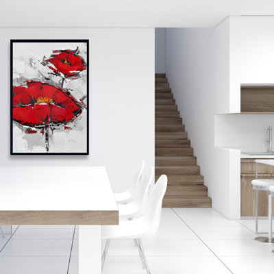 "Coquelicots rouges texturés" sur toile