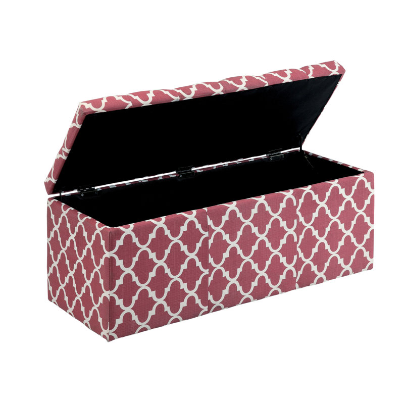 Burlon Fabric Upholstered Storage Bench, Red