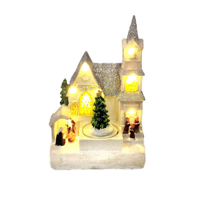 Winter Church with Christmas Tree. Christmas Village by  F07-N6-6