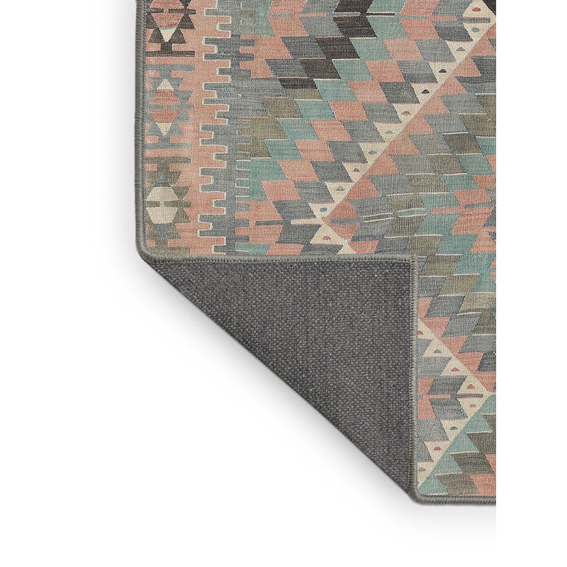 Tapis contemporain vert / rose / noir, Rectangle 7 pi x 10 pi