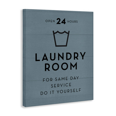 "Laundry Do It Yourself", art mural sur toile, lettré et doublé