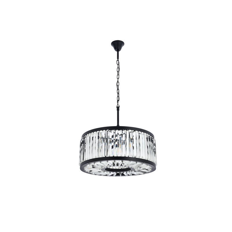 Dorinda 8 - Light Drum Chandelier, Matte Black, Crystal (Clear)