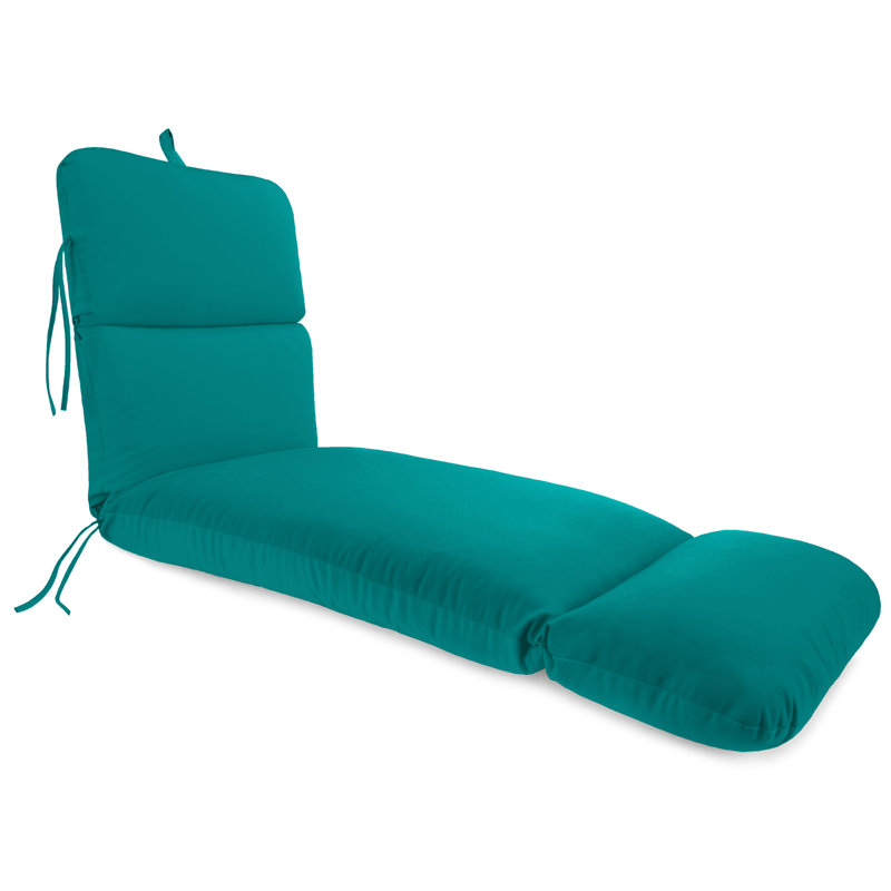 74" x 22" Outdoor Chaise Lounge Cushion with Ties and Loop, Solid Celestial
