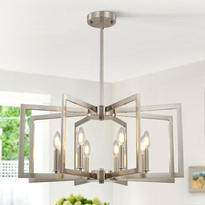Modern Industrial Chandelier, 8-Light Geometric Pendant Lighting For Dining Room, Kitchen Island, Living Room, Entryway, And Farmhouse Decor