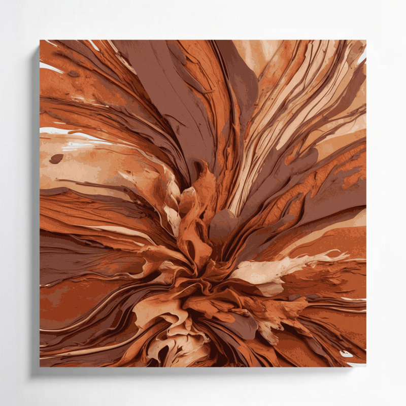 Aquarelle abstraite 34, art mural sur toile brune, H 16 po x l 16 po
