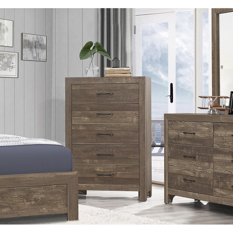 Commode de rangement à 5 tiroirs, Brun rustique