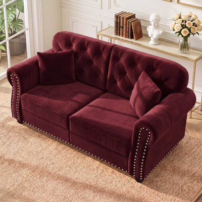 Causeuse Chesterfield 63 po Mid-Century