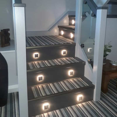 UltraBeam Square Mini Recessed Indoor Wall Light - Step and Stair Riser Light 1 Watt LED Polished Aluminium Finish