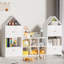 Bibliothèque polyvalente pour enfants avec un design en forme de maison, un rangement multifonctionnel pour les livres et les jouets, un emplacement réglable, un organisateur durable pour enfants pour la salle de jeux ou la chambre à coucher Assemblage