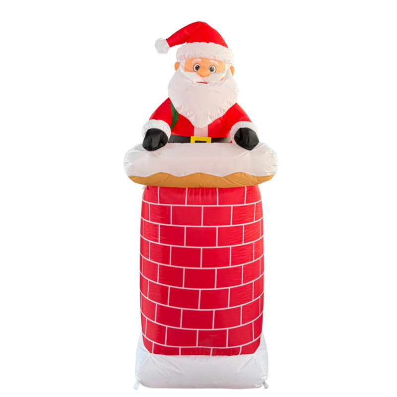 Cheminée gonflable de Noël animée avec père Noël 6,9 pi