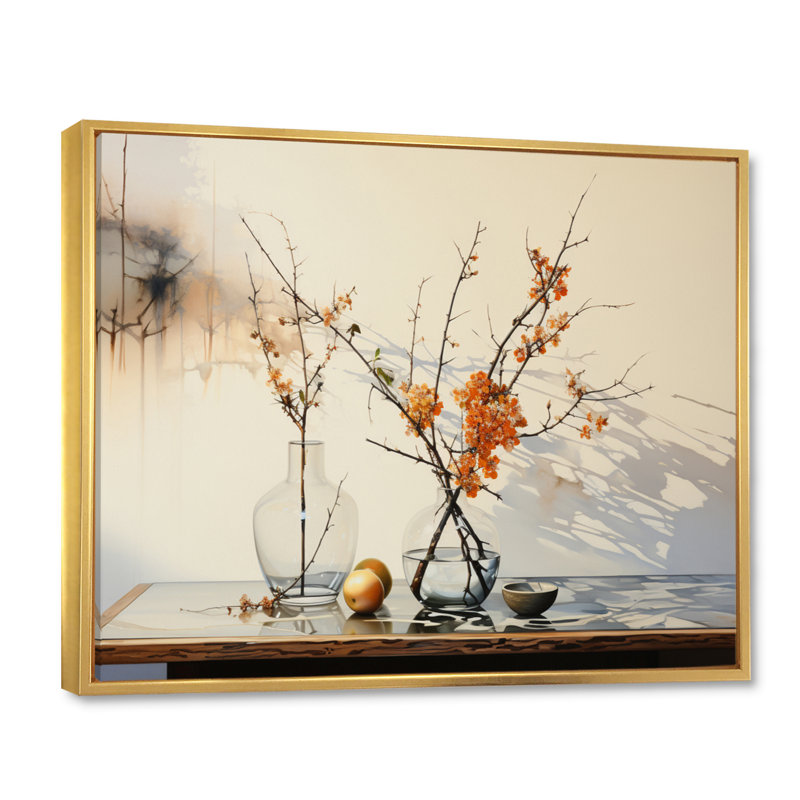 Reflections and Simplicity Vase III, reproduction d'art sur toile, H 34 po x l 44 po x P 1,5 po, Cadre flottant doré