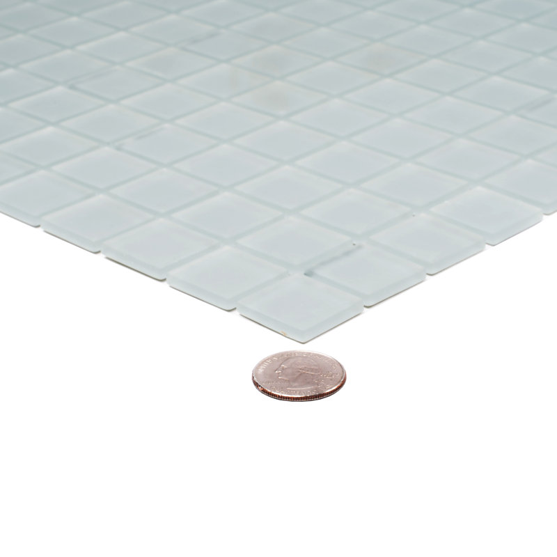 1" x 1" Polished Glass Mosaic Tile, Gray