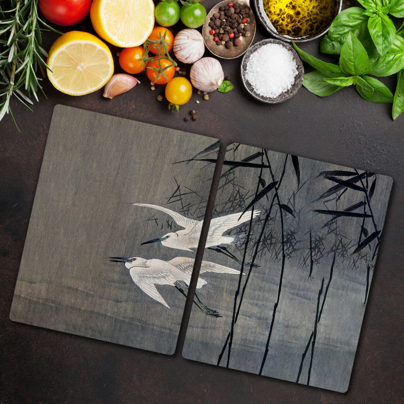 Bevans Plants Birds Lake Chopping Board, 30cm L x 52cm W