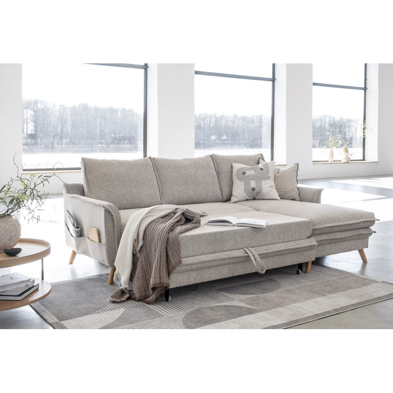 Charming Charlie Limited 4 Seater Sofa Bed, Sand Grey, Right facing