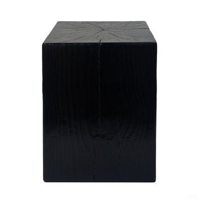 Wood-Look Square-Column MGO End Table, H18",Wood-Like Distressed Finish, Mix With Different Heights, Indoor Outdoor Use,Black Color
