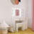 White Vanity Desk With Lights And Rotating Mirror - Modern Bedroom 2 Storage Adjustable Brightness Large Space For Makeup 2 Drawers