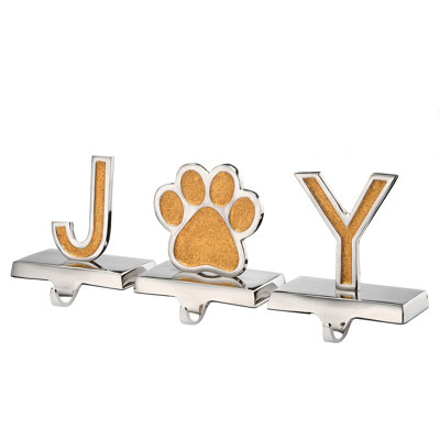 5" Gold Sparkle JOY Stocking Holders, 3-Pieces