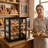 3-Tier Black Solid Wood Bread Box