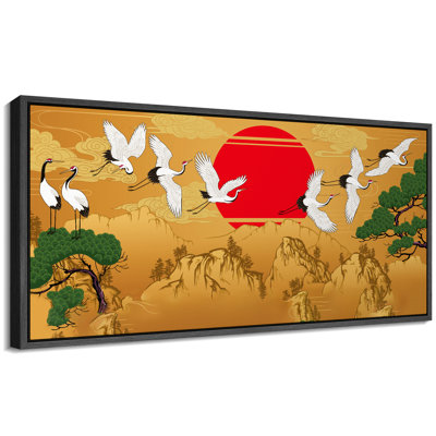 Crane Sunset Traditional Japanese Style Modern Art
