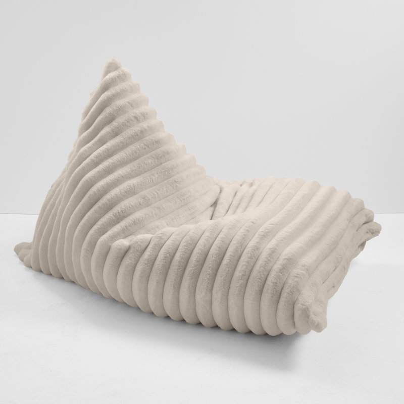 Grand fauteuil à billes en fausse fourrure, 100 % polyester brun clair