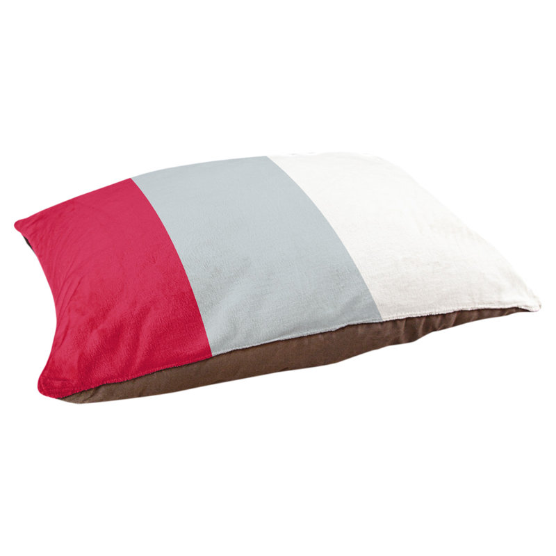 Coussin rectangulaire designer New York Bronx, Grand (L 40 po x l 50 po), Rouge / argent / blanc