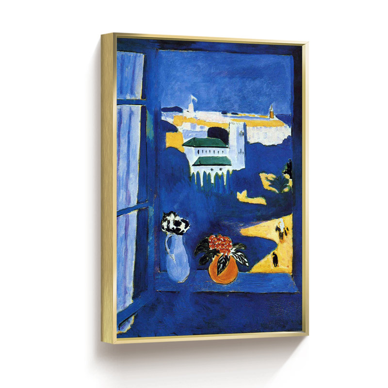 Matisse esthétique abstraite - peinture sur toile, H 16 po x l 12 po x P 1,5 po, Encadrement doré