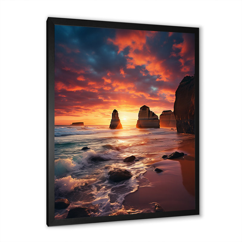 Australie, douze apôtres majestueux II sur toile, Cadre photo noir, H 40 po x l 30 po x P 1,5 po
