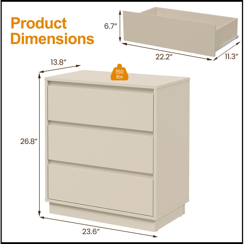 Ensemble de 2 commodes 3 tiroirs