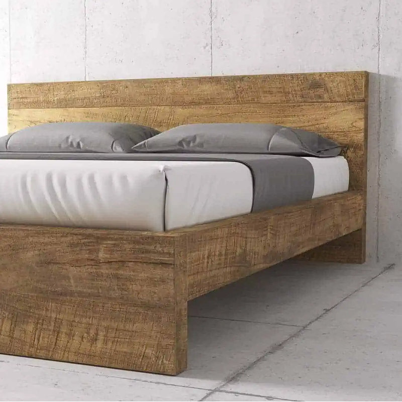 Lugano Solid Wood Panel Bed, Queen