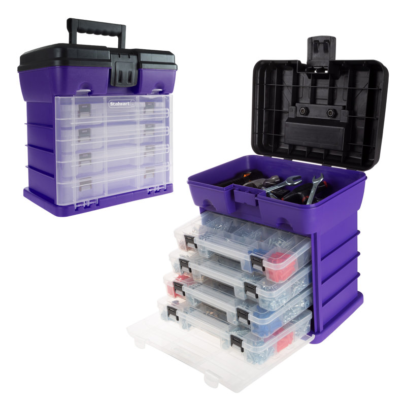 Stalwart Portable Tool Box - Small Parts Organizer with Drawers and Customizable Compartments for Hardware, Fishing Tackle, Beads, or Crafts