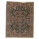 Hand Knotted Wool Oriental Area Rug in Dark Green And Green